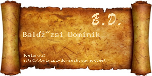 Balázsi Dominik névjegykártya